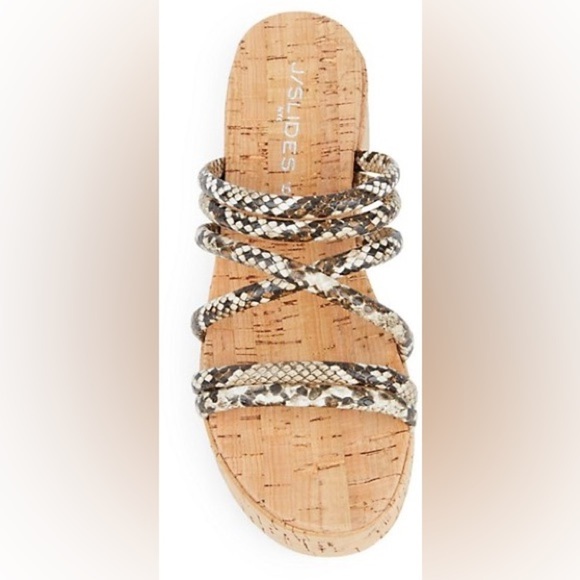 J/Slides NYC Women’s Green Snakeskin Platform Sandals Size 7 - Picture 1 of 11